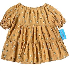 NWT Cat & Jack Girl’s Mustard Floral Blouse Size 8